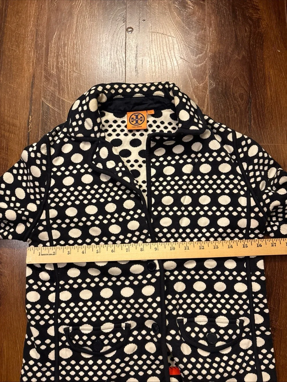 Tory Burch Elijah Jacket Blazer Navy Blue Dots Womens XSmall Button Front